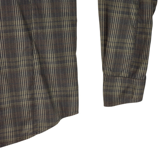 Columbia Men M Omnishade Button Up Shirt Nylon Brown Plaid Vents Roll Tab Sleeve - Picture 13 of 13